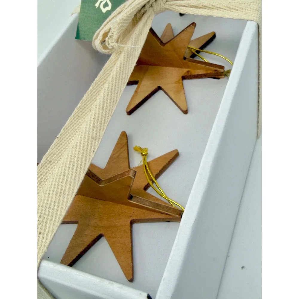 Set of 3‎ Burl Wood Star Christmas Ornaments Brown - Threshold Studio McGee